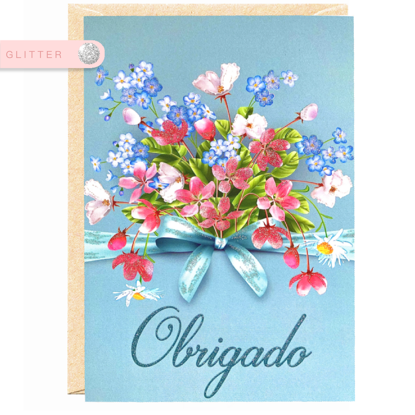 Obrigado flores azul