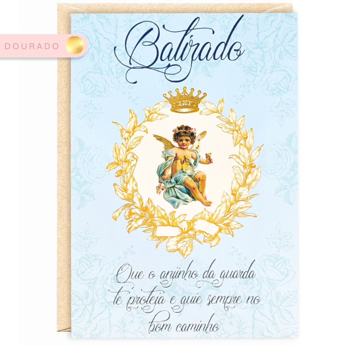 Batizado vintage dourado anjo