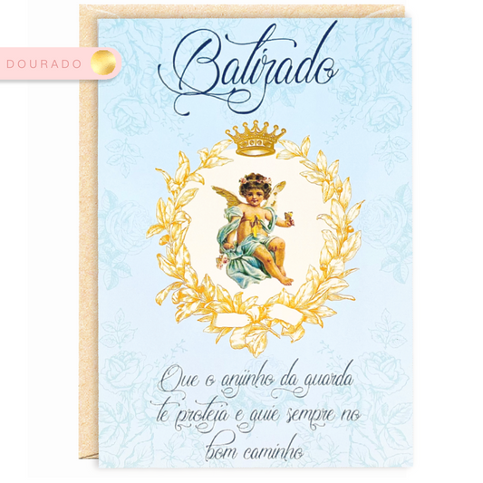 Batizado vintage dourado anjo