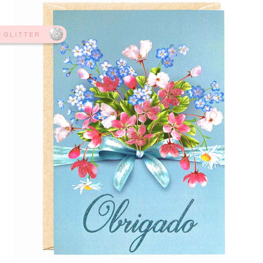 Obrigado flores azul