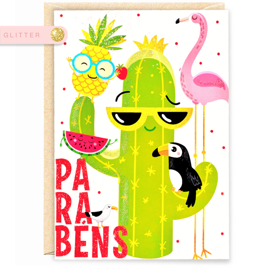 Parabéns cactus flamingo