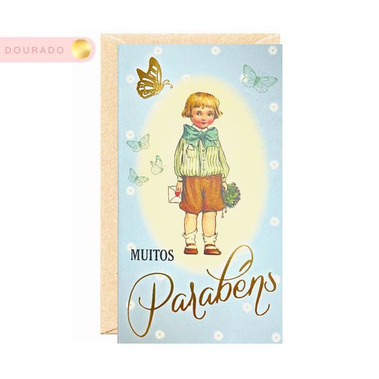 Minicard menino vintage parabéns